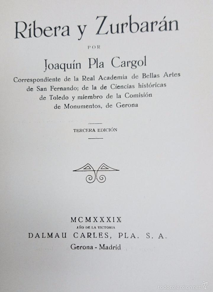 Libros de segunda mano: RIBERA Y ZURBAR&Aacute;N. JOAQU&Iacute;N PLA CARGOL - Foto 3
