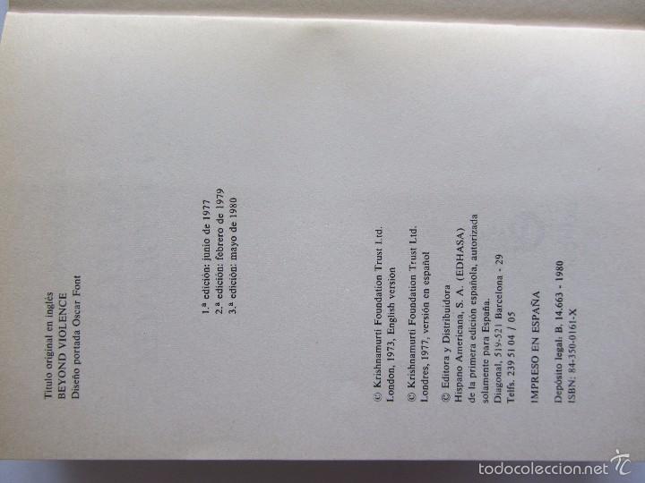 Libros de segunda mano: MAS ALLA DE LA VIOLENCIA. - KRISHNAMURTI, J. - Foto 4