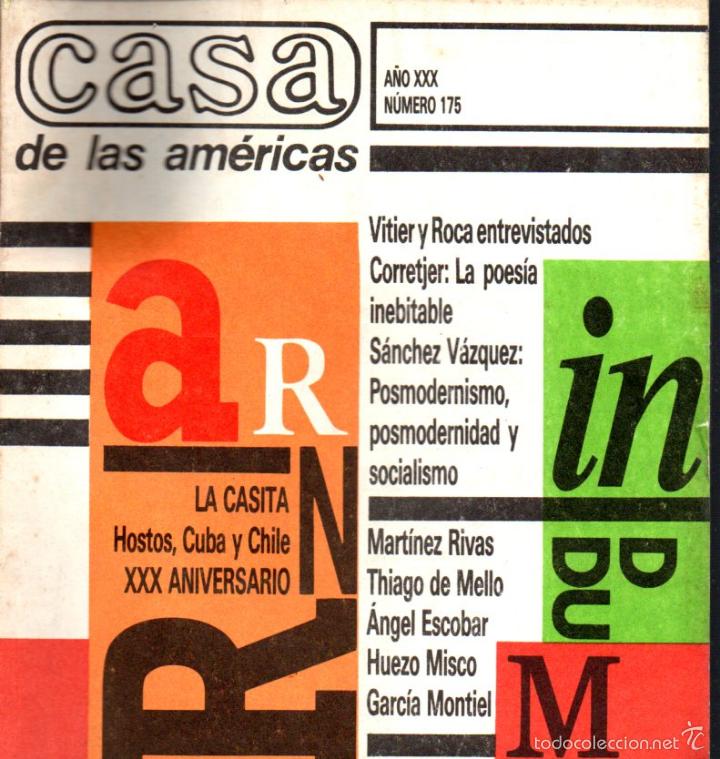 Libri di seconda mano: REVISTA CASA DE LAS AM&Eacute;RICAS N&ordm; 175 - JULIO AGOSTO 1989