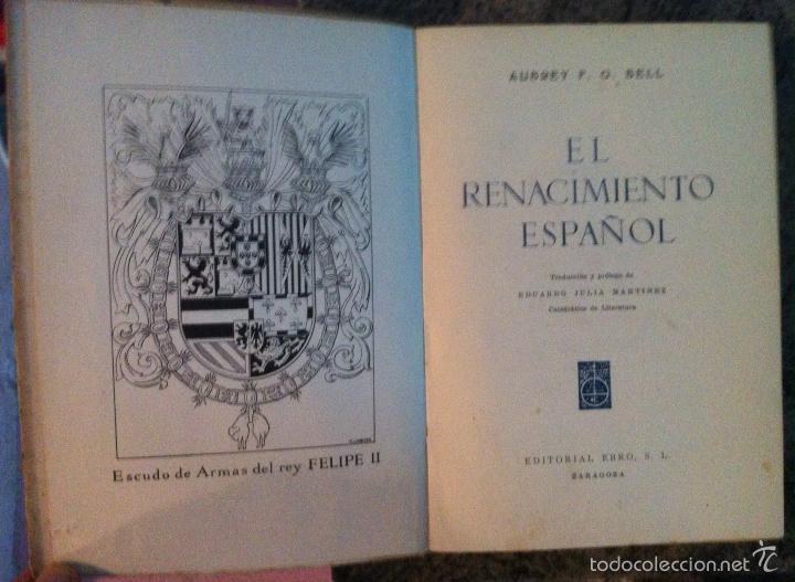 Libros de segunda mano: Aubrey Bell. El Renacimiento espa&ntilde;ol. 1944 - Foto 2
