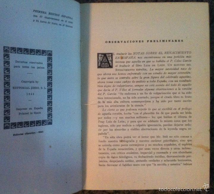 Libros de segunda mano: Aubrey Bell. El Renacimiento espa&ntilde;ol. 1944 - Foto 3