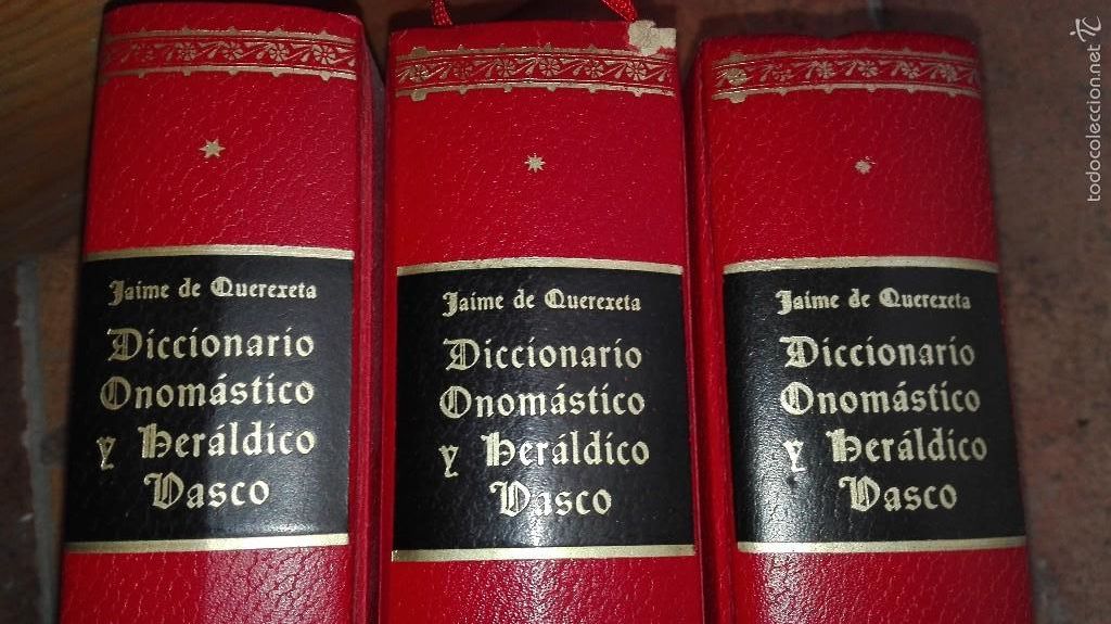 Libros de segunda mano: Diccionario Onom&aacute;stico y Her&aacute;ldico Vasco. TRES TOMOS - Foto 1