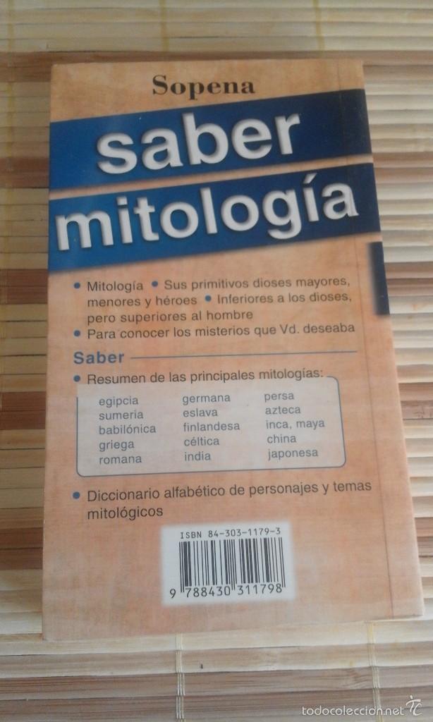 Libros de segunda mano: Saber mitolog&iacute;a - Editorial Sopena - Foto 2