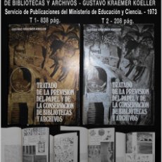 Libros de segunda mano: PCBROS - TRATADO DE LA PREVISIÓN DEL PAPEL ... CONSERVACIÓN BIBLIOTECAS Y ARCHIVOS - GUSTAVO KRAEMER