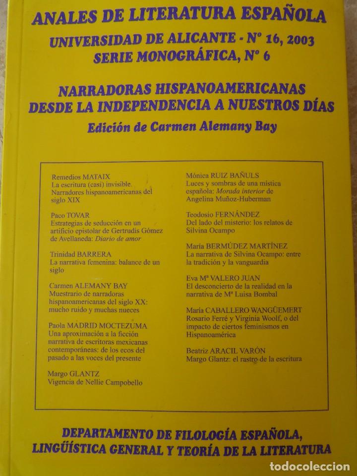 Gebrauchte B&uuml;cher: ANALES DE LITERATURA ESPA&Ntilde;OLA N&ordm; 16, 2003. NARRADORAS HISPANOAMERICANAS