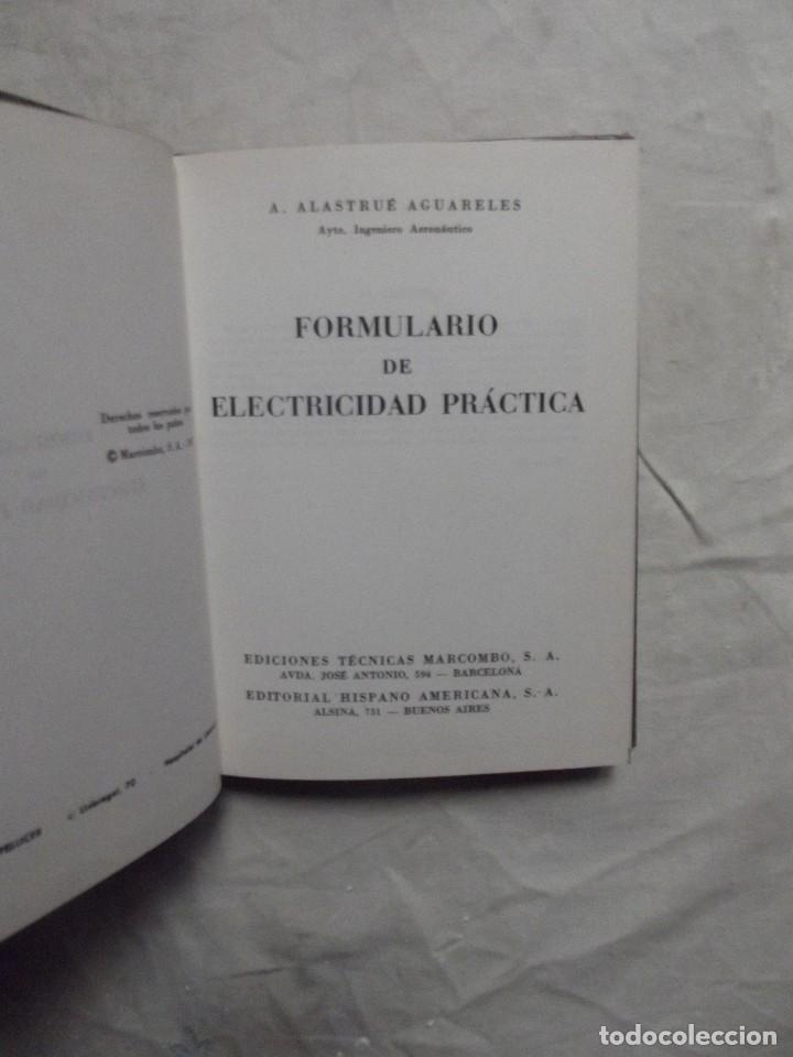 Libros de segunda mano: FORMULARIO DE ELECTRICIDAD PRACTICA DE A. ALSTRUE AGUARELLLES - Foto 1