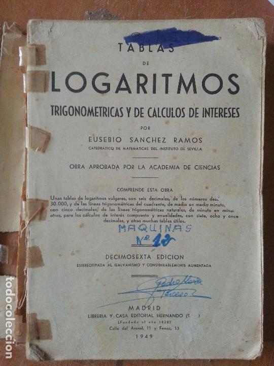 Libros de segunda mano: TABLA DE LOGARITMOS TRIGONOMETRIA EUSEVIO SANCHEZ RAMOS 1949 ACADEMIA DE CIENCIAS - Foto 1