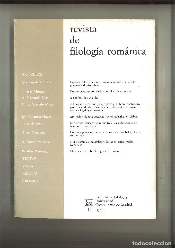 Gebrauchte B&uuml;cher: REVISTA DE FILOLOG&Iacute;A ROM&Aacute;NICA II 1984. Facultad de Filolog&iacute;a Universidad Complutense de Madrid