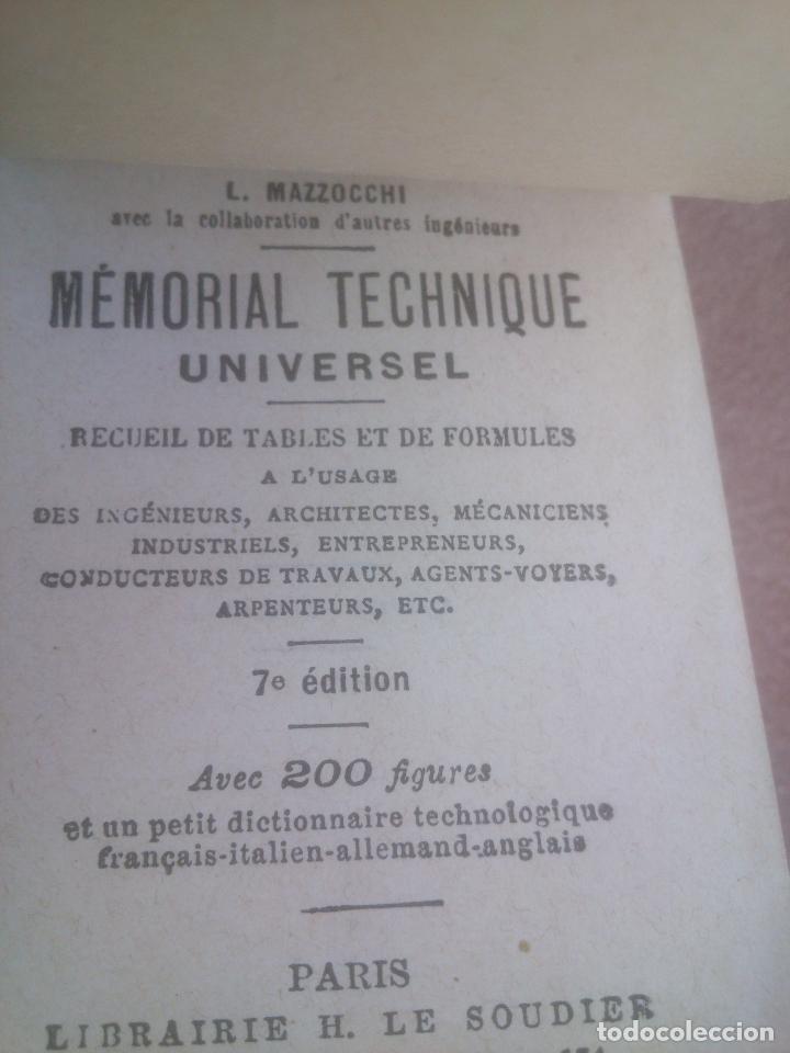 Libros de segunda mano: Memorial Technique Universel - Todo tipo de tablas y f&oacute;rmulas (Par&iacute;s - 1897) - Foto 2