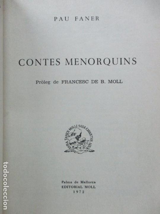 Libros de segunda mano: CONTES MENORQUINS. PAU FANER. 1972. - Foto 2