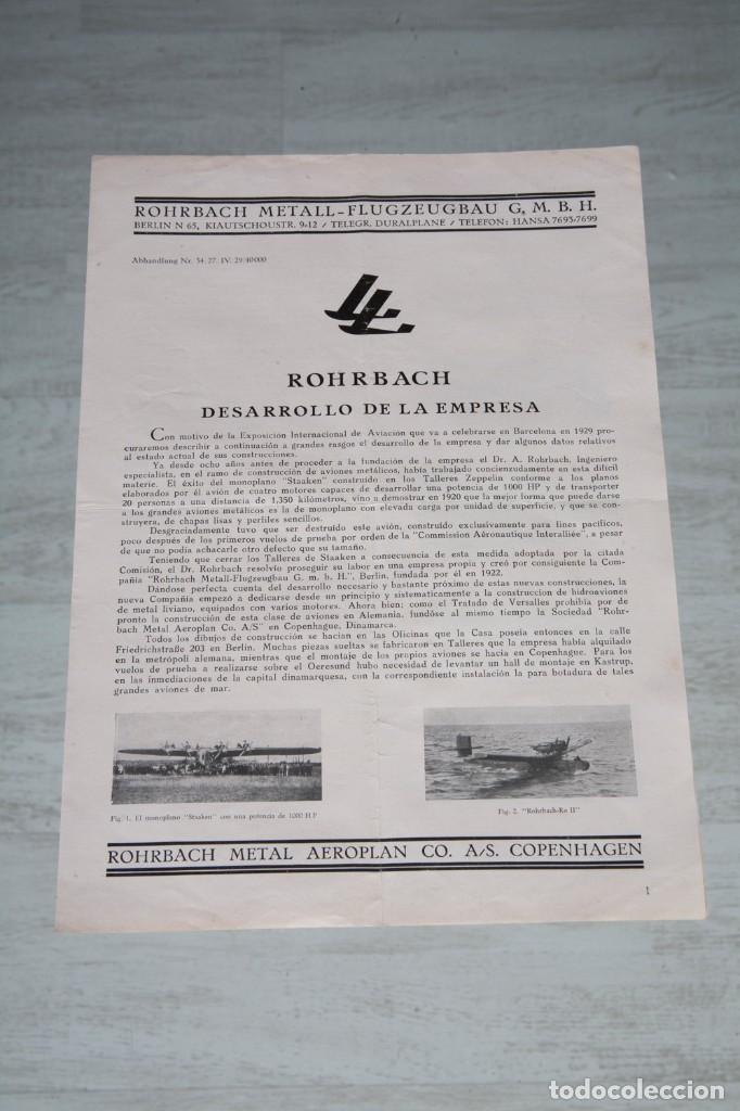 Libros de segunda mano: ROHRBACH METALL-FLUGZEUGBAU G.M.B.H.-DESARROLLO DE LA EMPRESA