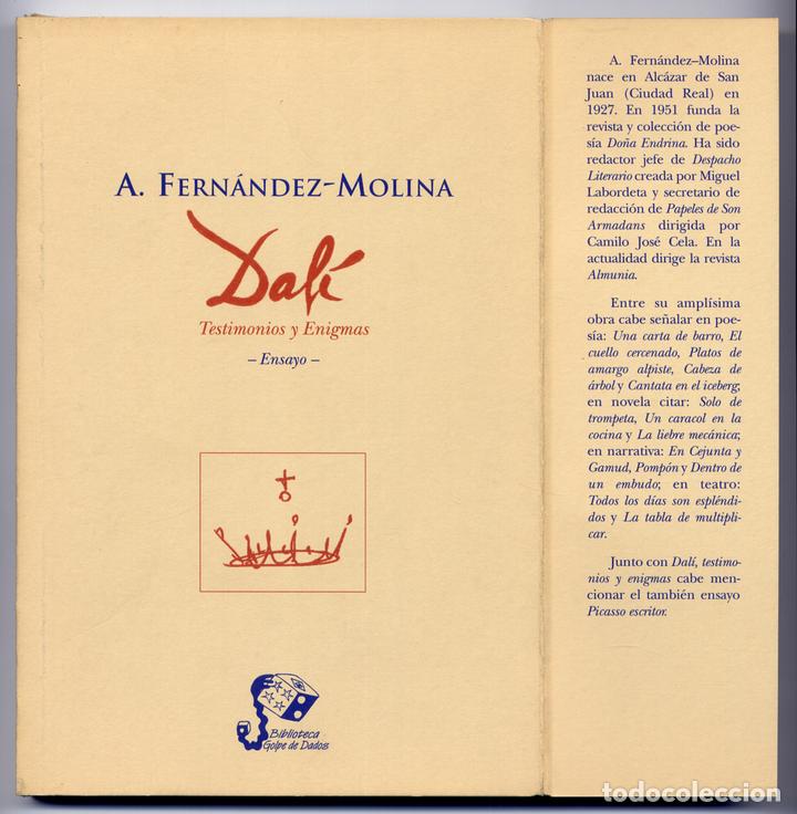 Libros de segunda mano: FERN&Aacute;NDEZ MOLINA, Antonio.  Dal&iacute;. Testimonios y enigmas.  1998. - Foto 1