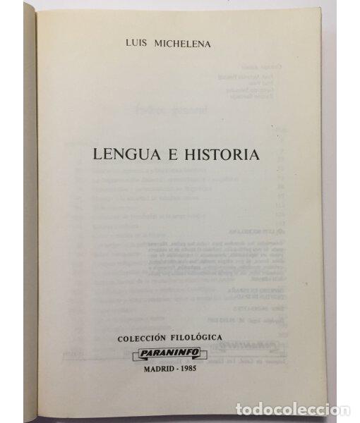 Libros de segunda mano: LENGUA E HISTORIA. MICHELENA, Luis. Paraninfo. 1985. - Foto 2