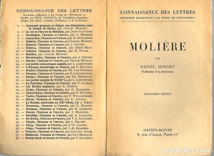 Libros de segunda mano: LIBRO 200 Pags. DE MOLIERE - CONNAISSSANCE DES LETTRES - EN FRANCES - Foto 2