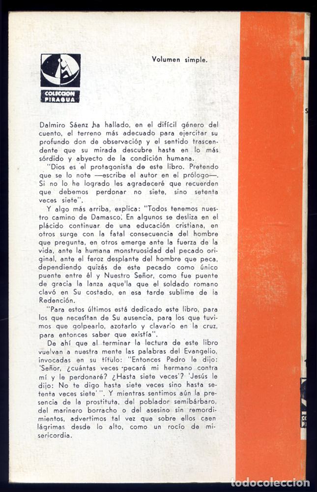 Libros de segunda mano: S&Aacute;ENZ, Dalmiro Antonio. Setenta veces siete. 1967. - Foto 2
