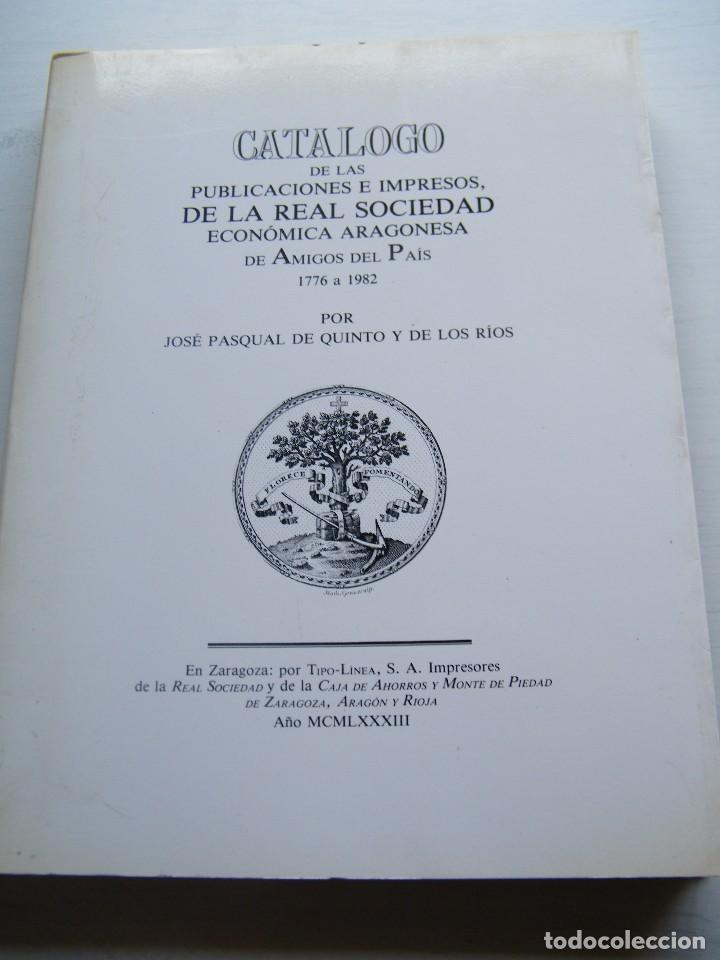 Libri di seconda mano: FACS&Iacute;MIL CAT&Aacute;LOGO DE LAS PUBLICACIONES DE LA REAL SOCIEDAD ECON&Oacute;MICA ARAGONESA DE AMIGOS DEL PA&Iacute;S