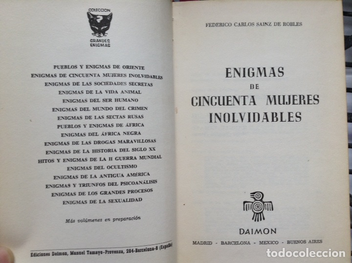 Libros de segunda mano: Enigmas de cincuenta mujeres inolvidables. Daimon - Foto 1