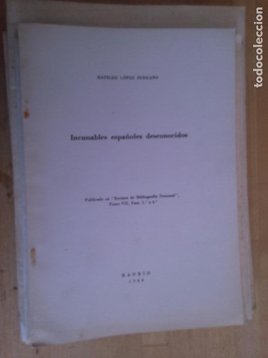 Libros de segunda mano: Incunables espa&ntilde;oles desconocidos. Matilde Lopez Serrano - Foto 1