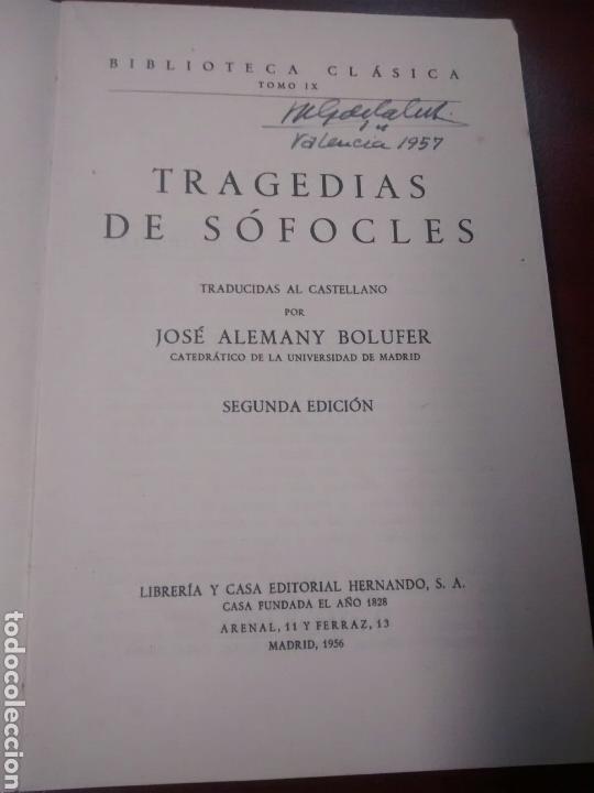 Libros de segunda mano: Tragedias de S&oacute;focles - Jos&eacute; Alemany Bolufer - 1956 - Foto 2