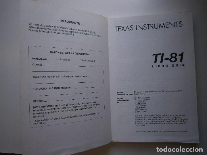 Libros de segunda mano: TEXAS INSTRUMENTS TI 81 LIBRO GUIA 1991 CALCULADORA EC - Foto 9