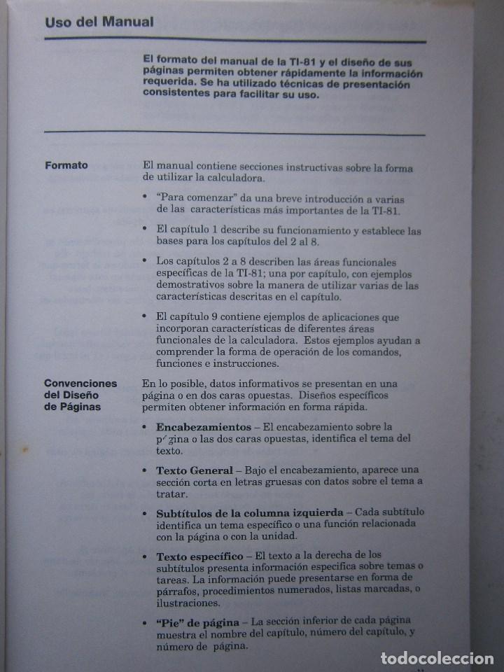 Libros de segunda mano: TEXAS INSTRUMENTS TI 81 LIBRO GUIA 1991 CALCULADORA EC - Foto 15