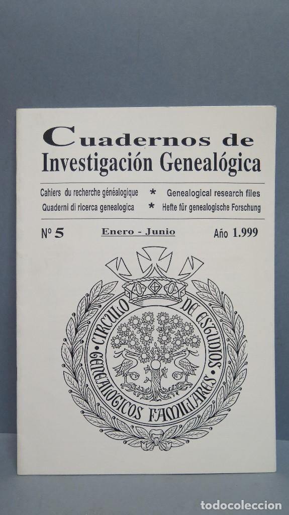 Libros de segunda mano: CUADERNOS DE INVESTIGACION GENEALOGICA. N&ordm; 5. A&Ntilde;O 1999