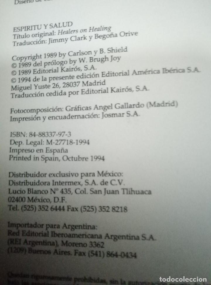 Libros de segunda mano: Esp&iacute;ritu y Salud - R. Carlson y B. Shield - A&ntilde;o Cero - Foto 2