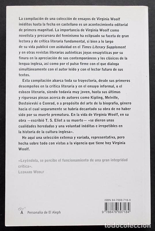 Libros de segunda mano: Horas en una biblioteca - Virginia Woolf - El Aleph (2005) - Foto 2
