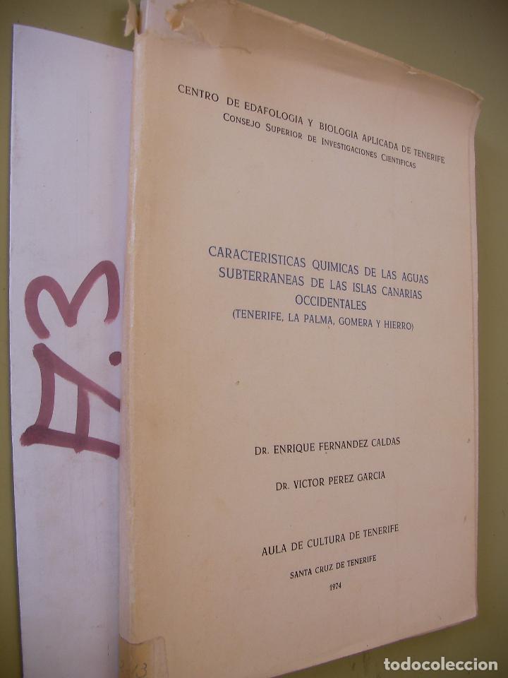 Gebrauchte B&uuml;cher: CARACTERISTICAS QUIMICAS DE LAS AGUAS SUBTERRANEAS DE LAS ISLAS CANARIAS OCCIDENTALES