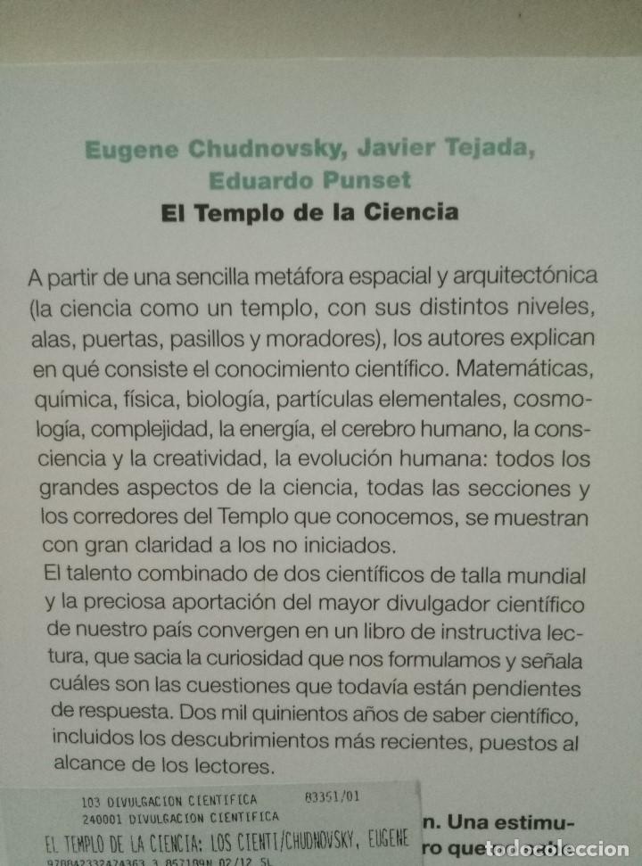 Libros de segunda mano: EL TEMPLO DE LA CIENCIA: LOS CIENTIFICOS Y SUS CREENCIAS. JAVIER TEJADA; EUGENE CHUDNOVSKY, PUNSET - Foto 2
