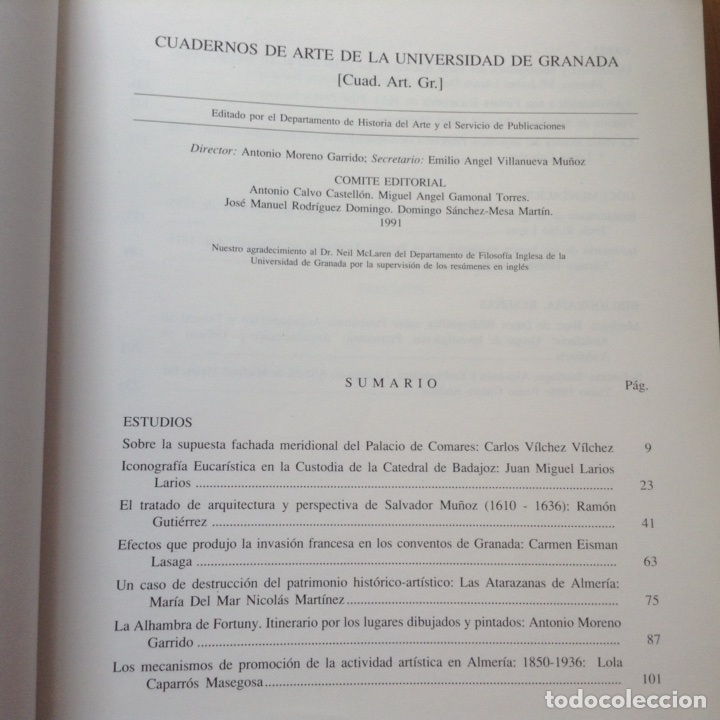 Libros de segunda mano: Cuadernos de Arte. XXII. 1.991 - Foto 2