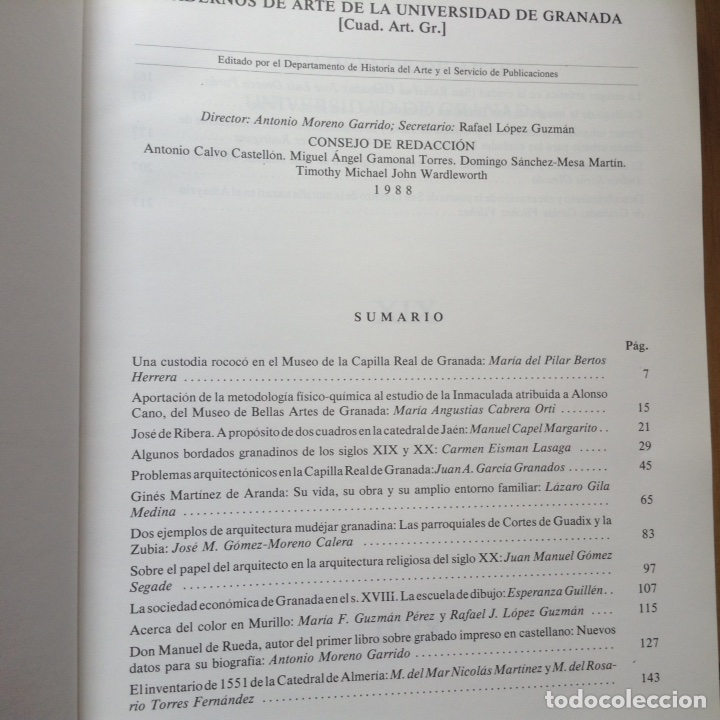 Libros de segunda mano: Cuadernos de Arte. XIX. 1.988 - Foto 2