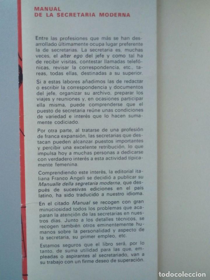 Libros de segunda mano: A&ntilde;o 1966. Manual de la secretaria moderna. - Foto 3