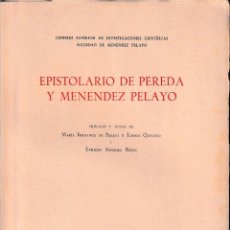 Libros de segunda mano: EPISTOLARIO DE PEREDA Y MENÉNDEZ PELAYO (CSIC 1953) SIN USAR. Lote 98445423