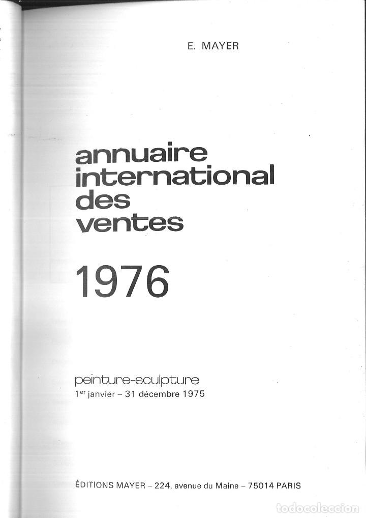 Libros de segunda mano: ANNUAIRE INTERNATIONAL DES VENTES 1976.E. Mayer - Foto 1