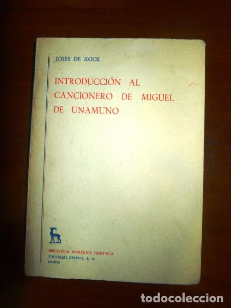 Libros de segunda mano: KOCK, Josse de. Introducci&oacute;n al cancionero de Miguel de Unamuno - Foto 1