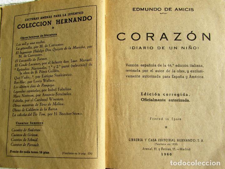 Libros de segunda mano: CORAZON.- Diario de un Ni&ntilde;o. Edmundo de Amicis - Foto 2