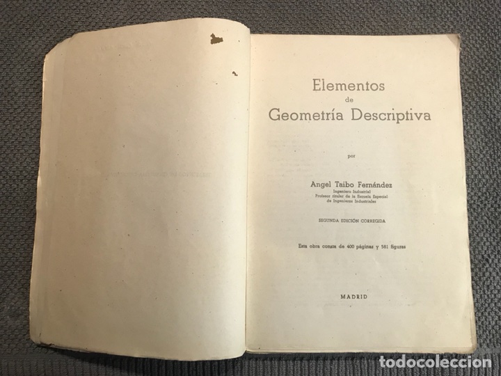 Libros de segunda mano: ELEMENTOS DE GEOMETRIA DESCRIPTIVA, por A.Taibo (a.1944) - Foto 2
