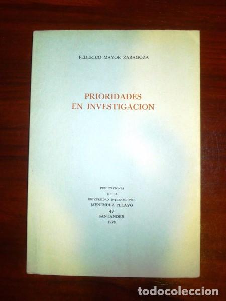 Second hand books: MAYOR ZARAGOZA, Federico. Prioridades en investigaci&oacute;n