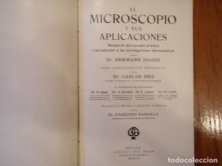 Libros de segunda mano: LIBRO EL MICROSCOPIO Y SUS APLICACIONES HERMANN HAGER - Foto 2