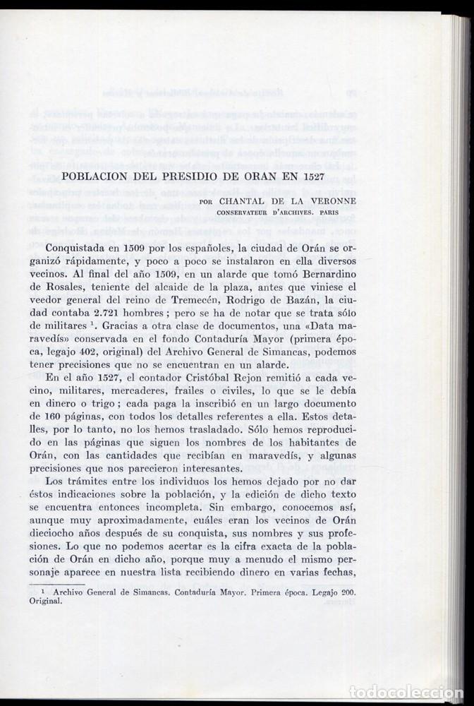 Libri di seconda mano: VERONNE, Chantal de la. Poblaci&oacute;n del Presidio de Or&aacute;n en 1527. 1973.