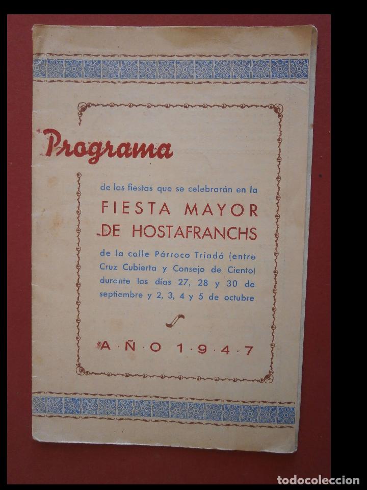Libros de segunda mano: Programa de la Fiesta Mayor de Hostafranchs. 1947