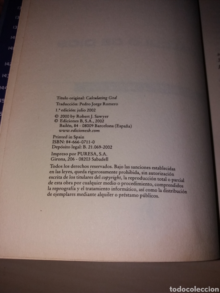 Libros de segunda mano: EL C&Aacute;LCULO DE DIOS - ROBERT J. SAWYER - PRIMERA EDICI&Oacute;N - Foto 2