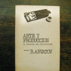 Libros de segunda mano: ARTE Y PRODUCCIÓN. EL PROGRAMA DEL PRODUCTIVISMO; BORIS ARVATOV; ALBERTO CORAZÓN EDITOR, 1973. Lote 110475015