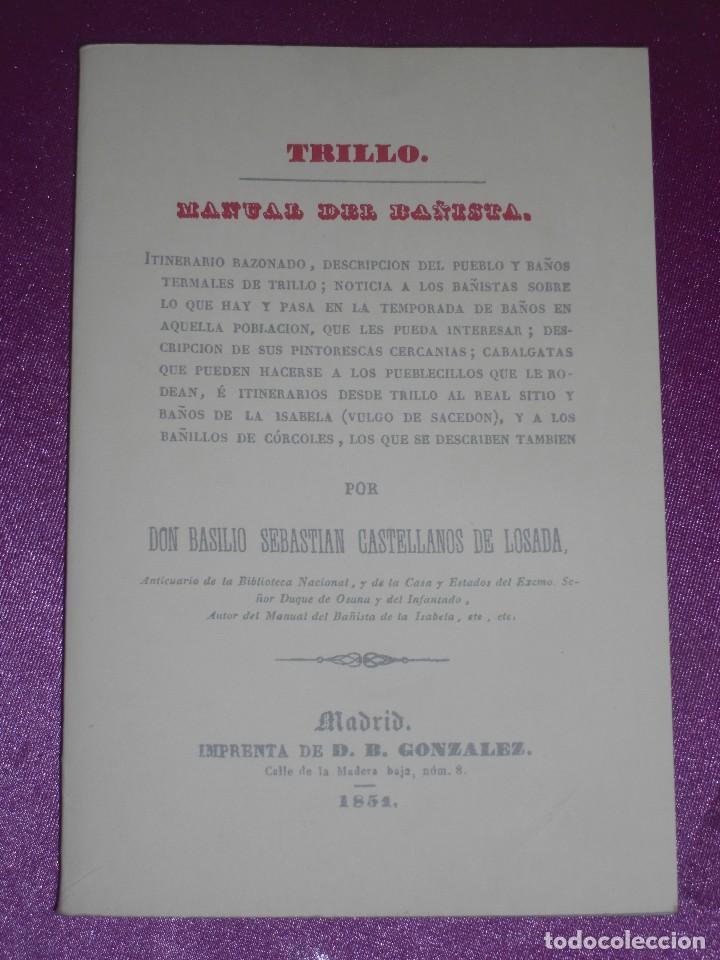 Libros de segunda mano: MANUAL DEL BA&Ntilde;ISTA TRILLO A&Ntilde;O 1851 FACSIMIL - Foto 1