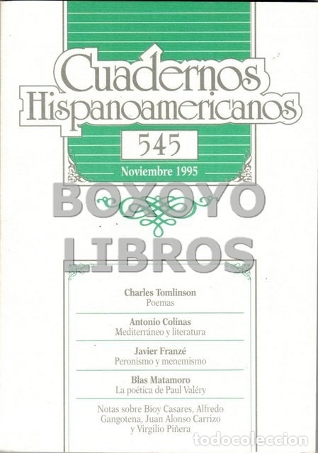 Libros de segunda mano: REVISTA. Cuadernos hispanoamericanos. N&uacute;m. 545 (Noviembre, 1995)