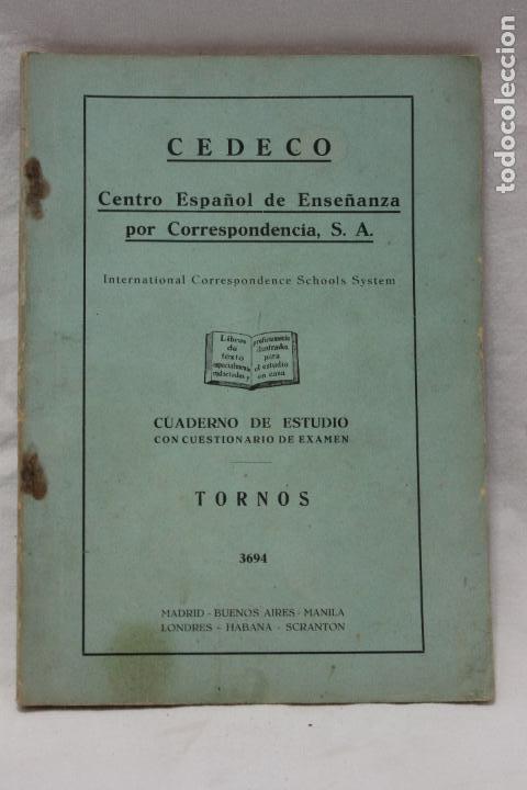 Libros de segunda mano: CUADERNO DE ESTUDIO, TORNOS, CEDECO, 1949, MADRID - Foto 1