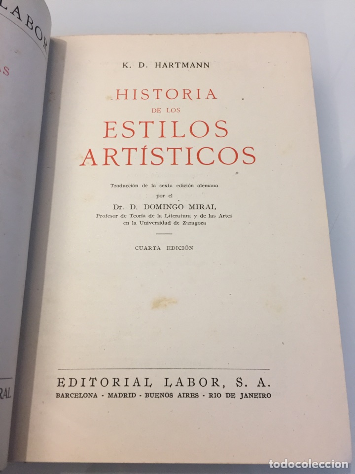 Libros de segunda mano: Libro Historia de los estilos art&iacute;sticos. Prof. K.D. Hartmann. - Foto 2