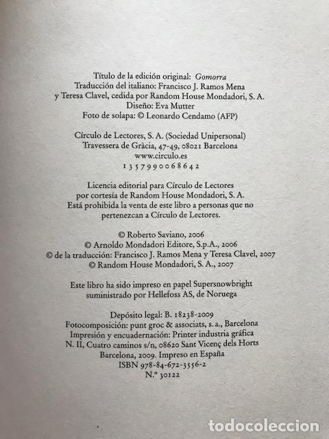 Libros de segunda mano: Gomorra - Roberto Saviano - Foto 3