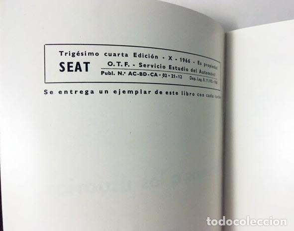 Libros de segunda mano: SEAT : CONSEJOS A LOS USUARIOS. 1966 - Foto 2